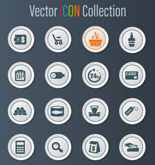 Grocery store icons set
