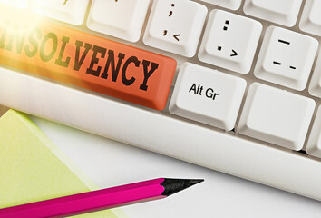Text sign showing Insolvency. Business photo showcasing the state of being insolvent inability to...