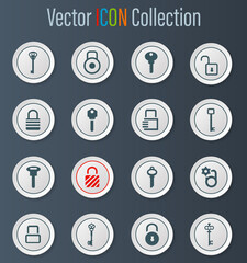 Lock and Key icons set