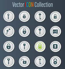 Lock and Key icons set