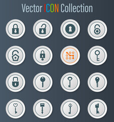 Lock and Key icons set