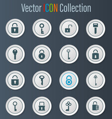 Lock and Key icons set