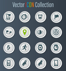 Joggin and workout modern monitoring apps icons set