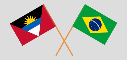 Crossed flags of Brazil and Antigua and Barbuda