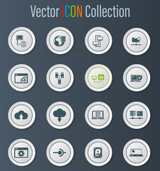 Internet, server, network icons set