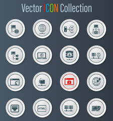 Internet, server, network icons set