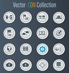 Internet, server, network icons set