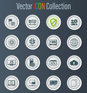 Internet, server, network icons set