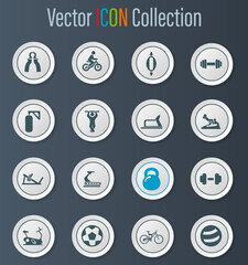 Sport equipment icons set