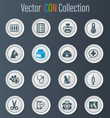 Veterinary clinic icons set
