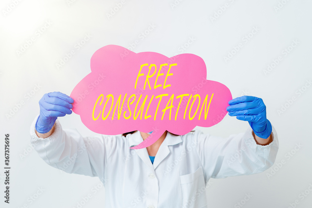 Poster conceptual hand writing showing free consultation. concept meaning a meeting to discuss something or