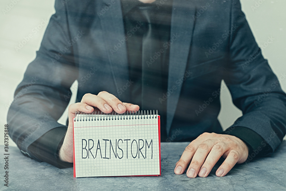 Poster conceptual hand writing showing brainstorm. concept meaning solve a problem or come up with new idea