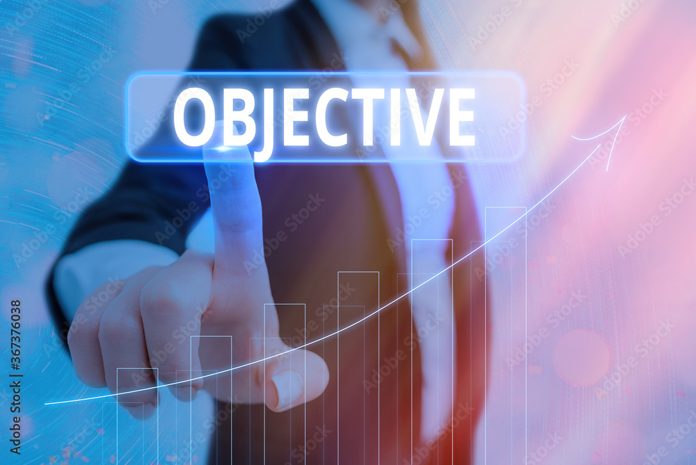 Poster text sign showing objective. business photo showcasing expressing or dealing with facts or condition