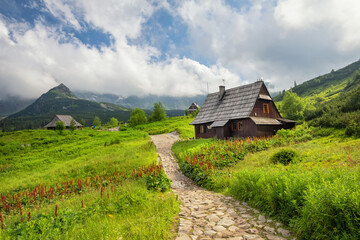 Wooden huts in Gasienicowa Valley (Dolina Gasienicowa), Tatra Mountains, Poland