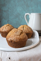Homemade banana and dark chocolate cupcake