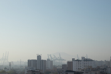 view of the city with fog