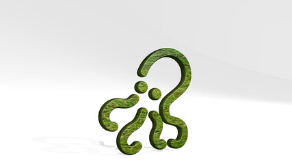 OCTOPUS made by 3D illustration of a shiny metallic sculpture casting shadow on light background. animal and cartoon