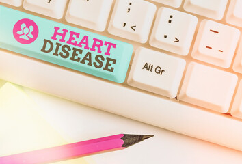 Word writing text Heart Disease. Business photo showcasing A type of disease that affects the heart...