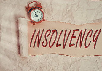 Word writing text Insolvency. Business photo showcasing the state of being insolvent inability to...