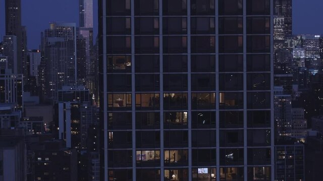 Tight shot of office in a skyscraper building