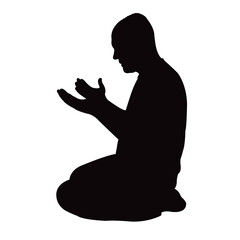 a man praying body silhouette vector