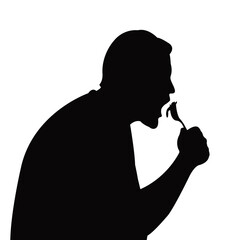 Obraz na płótnie Canvas a man eatng food, silhouette vector