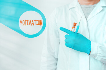 Text sign showing Motivation. Business photo showcasing the general desire or willingness of...