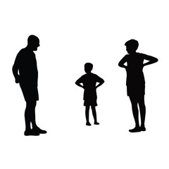 man and children making chat, silhouette vector