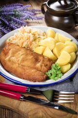 Breaded cod fillet.