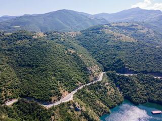 Aerial view of The Vacha (Antonivanovtsi) Reservoir, Bulgaria