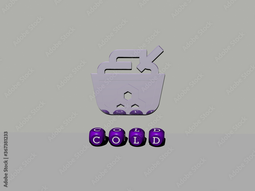 Aufkleber 3d graphical image of cold vertically along with text built by metallic cubic letters from the top p