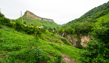 Panoramic view of Caucasus mountains