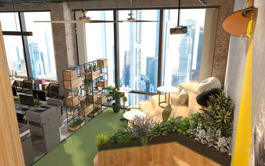 3d render of modern working office