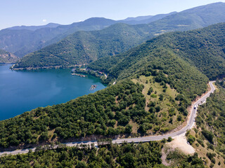 Aerial view of The Vacha (Antonivanovtsi) Reservoir, Bulgaria