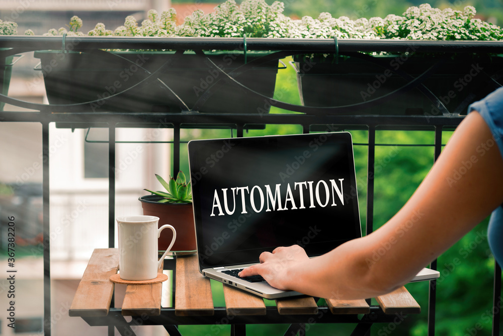Poster word writing text automation. business photo showcasing automatically controlled operation of an app