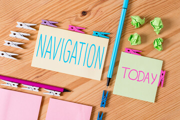 Handwriting text writing Navigation. Conceptual photo accurately ascertaining one s is position...