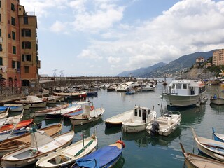 Fototapeta na wymiar Le port de Camogli en Italie (Ligurie)