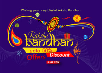 Raksha bandhan Festival Background Design with Creative Rakhi Illustration - Indian Religious Festival Background Vector Illustration