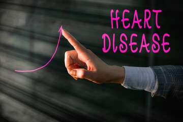 Writing note showing Heart Disease. Business concept for A type of disease that affects the heart...