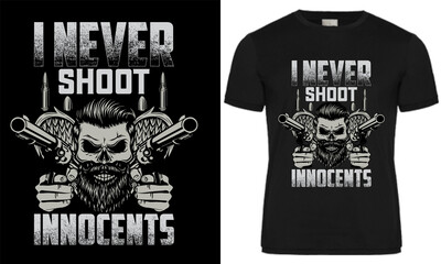 gun skull t shirt design