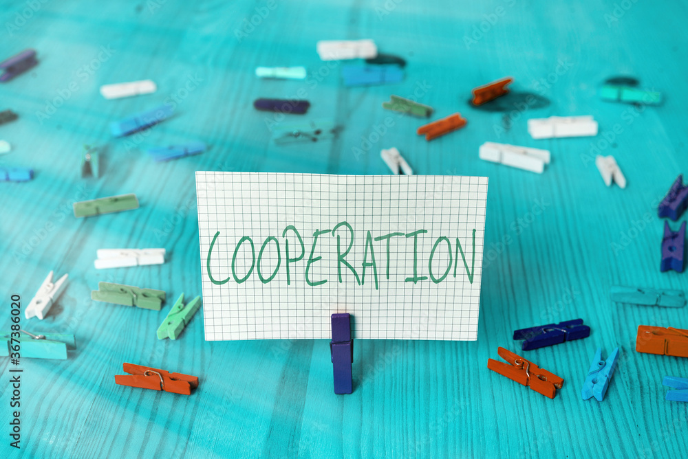 Poster conceptual hand writing showing cooperation. concept meaning actions of someone who is being helpful