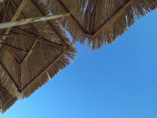 straw umbrella on the beach
