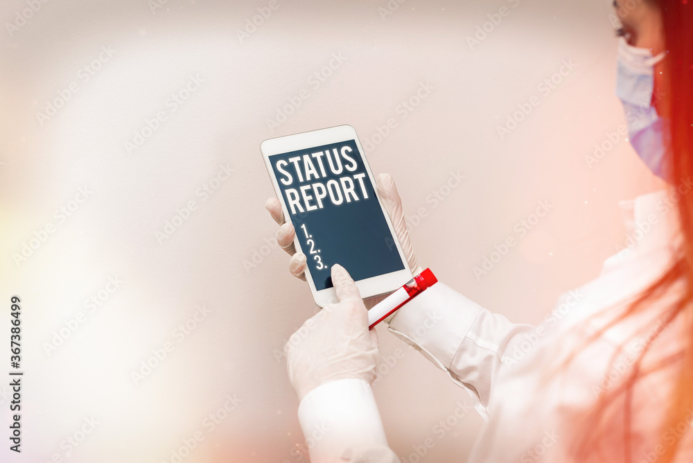 Poster text sign showing status report. business photo showcasing summarizes the particular situation as of