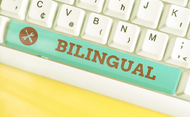 Handwriting text Bilingual. Conceptual photo using or able to use two languages especially with...