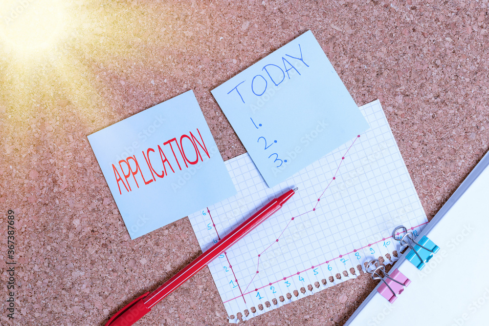 Aufkleber conceptual hand writing showing application. concept meaning computer program that is designed for a