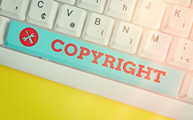 Handwriting text Copyright. Conceptual photo exclusive legal right to reproduce, publish, sell, or...