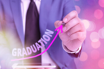 Handwriting text writing Graduation. Conceptual photo the award or acceptance of an academic degree...