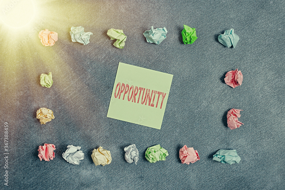 Poster text sign showing opportunity. business photo text set of circumstances that makes it possible to do
