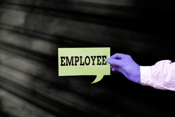 Word writing text Employee. Business photo showcasing one employed by another usually for wages or...