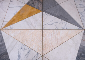 Modern marble tile with geometric pattern. Marble floor in the office or hotel.